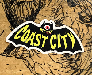 Sticker: Coast City Comics Bat 2.5" x 5" Die Cut