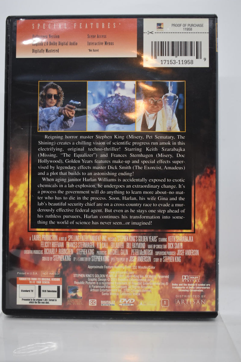 Stephen King's Golden Years : DVD – Fun Box Monster Emporium