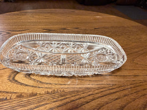 American Brilliant Period Glass Bowl : Antique Elizabethan Cut Glass Relish / Celery Serving Dish