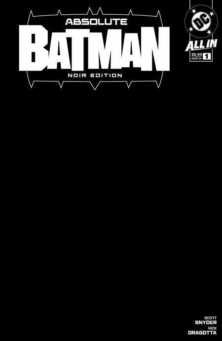 ABSOLUTE BATMAN: NOIR EDITION #1 (ONE SHOT) CVR B BLACK BLANK CARD STOCK VAR