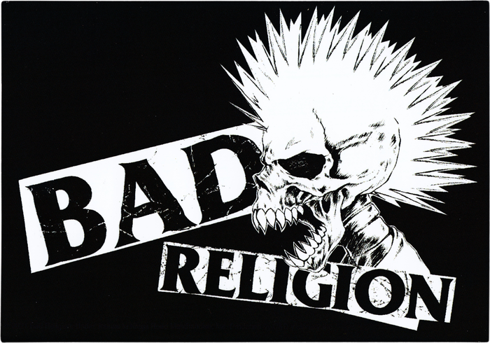 Sticker: Bad Religion - Skull With Mohawk (5" x 3.5")