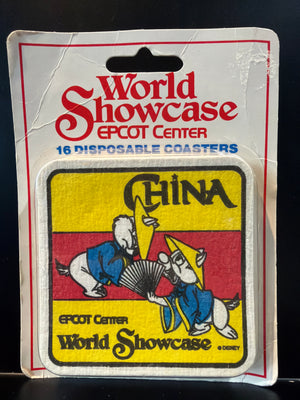 Walt Disney World : World Showcase Epcot Center - China (Chip & Dale) Disposable Coasters (Mint on slightly damaged card)
