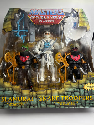 Masters of the Universe MOTU Classics: Slamurai / Snake Troopers 3-Pack (MIB) W/ Mailer