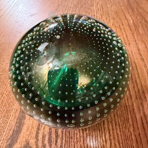 Vintage Jaffa-Rose Controlled Bubble Paperweight Mid-Century Modern Murano Style