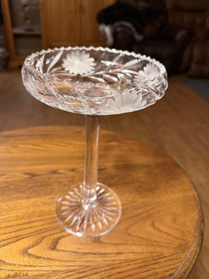 American Brilliant Period : Ripple Rim Compote Glass Long Stem
