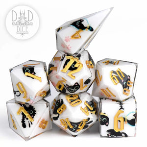 Dice Set (King Of Crits): Anime Cat (Handmade) (x7 Dice Set)