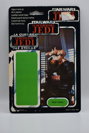 Vintage Kenner Star Wars Figure Card-Back : Jedi Ree-Yees (Tri-Logo)