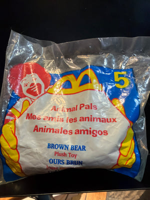 McDonalds Fast Food Toy: Animal Pals - Brown Bear Plush Toy (Sealed)