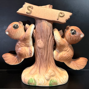 Vintage Ceramic (Occupied Japan) Salt & Pepper Shakers - Hanging Squirrels