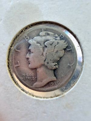 1939 Mercury Head Silver Dime (No Mint Mark)