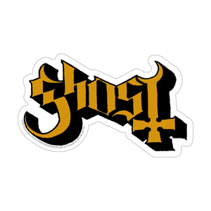 Sticker - Ghost - Gothic Lettering Black And Gold Logo