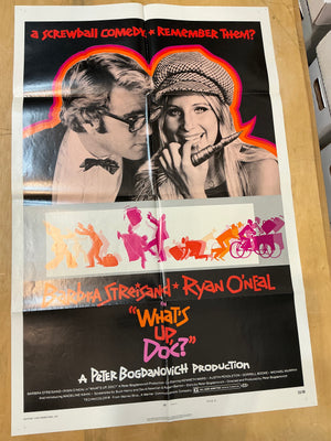 "What's Up, Doc?" Barbera Streisand Ryan O'Neal Peter Bogdonovich :  Original One-Sheet Poster Folded