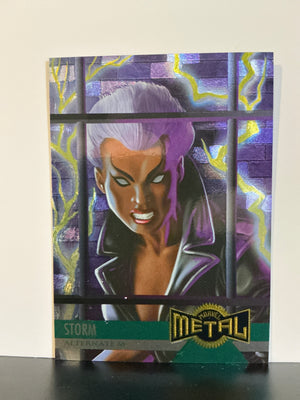 Marvel Fleer 1995 Trading Cards : Storm Metal Card Alternate M