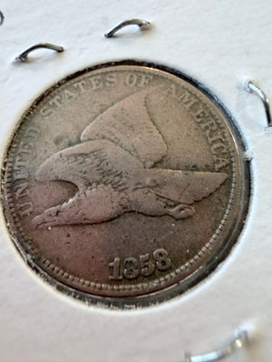 1858 Flying Eagle Penny : Heavily Circulated / Large Letter