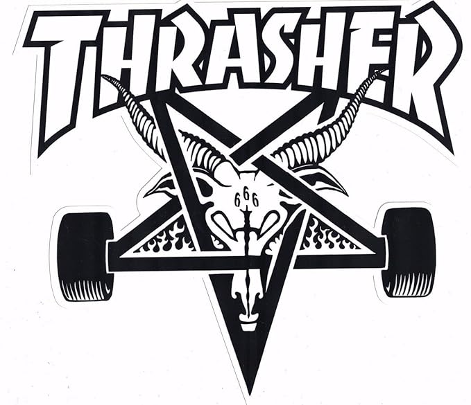 Sticker: THRASHER SKATEGOAT BOARD LG DECAL (White Lettering/Single)