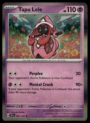 Pokemon: SV08: Surging Sparks #092/191 Tapu Lele