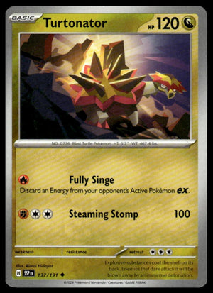 Pokemon : #137/191 SV08: Surging Sparks Turtonator Uncommon, Reverse Holo