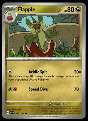 Pokemon : #139/191 SV08: Surging Sparks Flapple Uncommon, Reverse Holo
