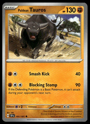 Pokemon : #101/191 SV08: Surging Sparks Paldean Tauros Uncommon, Reverse Holo