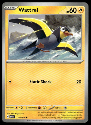 Pokemon : #078/198 SV01: Scarlet & Violet Base Set Wattrel Common