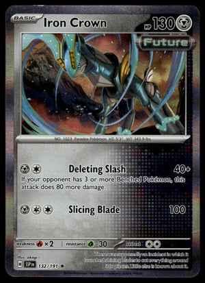Pokemon : #132/191 SV08: Surging Sparks Iron Crown Rare, Reverse Holo