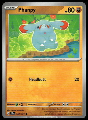 Pokemon : #102/191 SV08: Surging Sparks Phanpy Common