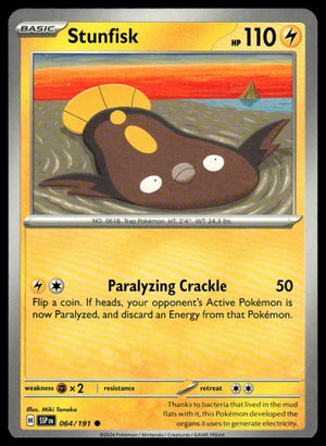 Pokemon : #064/191 SV08: Surging Sparks Stunfisk Common, Reverse Holo