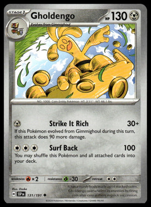 Pokemon : #131/191 SV08: Surging Sparks Gholdengo Uncommon, Reverse Holo