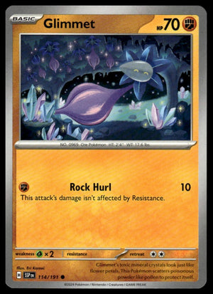 Pokemon : #114/191 SV08: Surging Sparks Glimmet Common, Reverse Holo