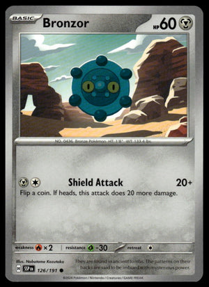 Pokemon : #126/191 SV08: Surging Sparks Bronzor Common, Reverse Holo