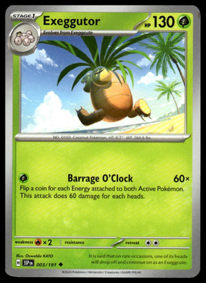 Pokemon : #003/191 SV08: Surging Sparks Exeggutor Uncommon, Reverse Holo