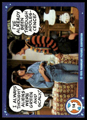 1978 Topps Mork & Mindy #14 I always thought aliens were green and scaly!