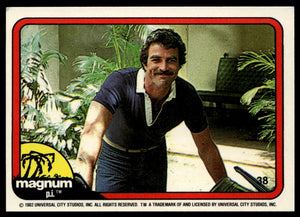 1983 Donruss Magnum P.I. #38 (leaning on car, in front of porch)