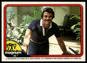 1983 Donruss Magnum P.I. #38 (leaning on car, in front of porch)