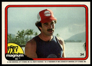 1983 Donruss Magnum P.I. #34 (blue tank top, white hat)