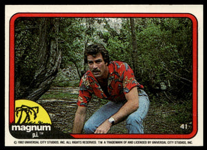 1983 Donruss Magnum P.I. #41 (squatting in woods)