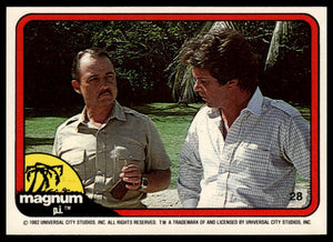 1983 Donruss Magnum P.I. #28 (Higgins explains)