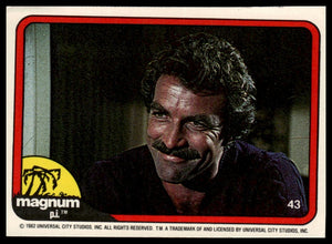1983 Donruss Magnum P.I. #43 (smiling, purple shirt)