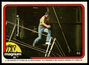 1983 Donruss Magnum P.I. #65 (jumping catwalk stairs)