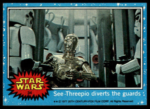 See-Threepio Diverts The Guards 1977 Scanlens Star Wars #34 nonsport