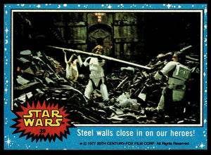 Steel walls close in on our heroes! 1977 Topps Star Wars #39b nonsport