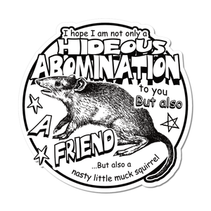 "Hideous Abomination" Black and White Sticker by Arcane Bullshit