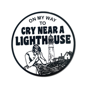 Sticker: "Cry Near a Lighthouse" Round Sticker by Arcane Bullshit