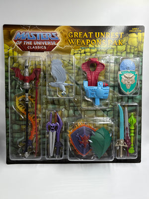 Masters of the Universe MOTU Classics: Great Unrest Weapons Pack (MIB) W/ Mailer
