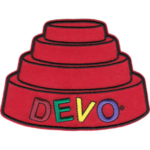 Patch: Devo Iconic Red Hat - 1980s New Wave Geek Rock Music (3.25"x4.25")