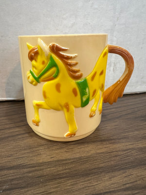 Vintage 1970's Plastic Zoo Animals Children's Horse Cup