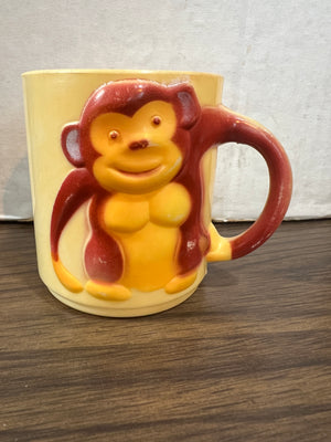 Vintage 1970's Plastic Stackable Zoo Animals Children's Monkey Cup