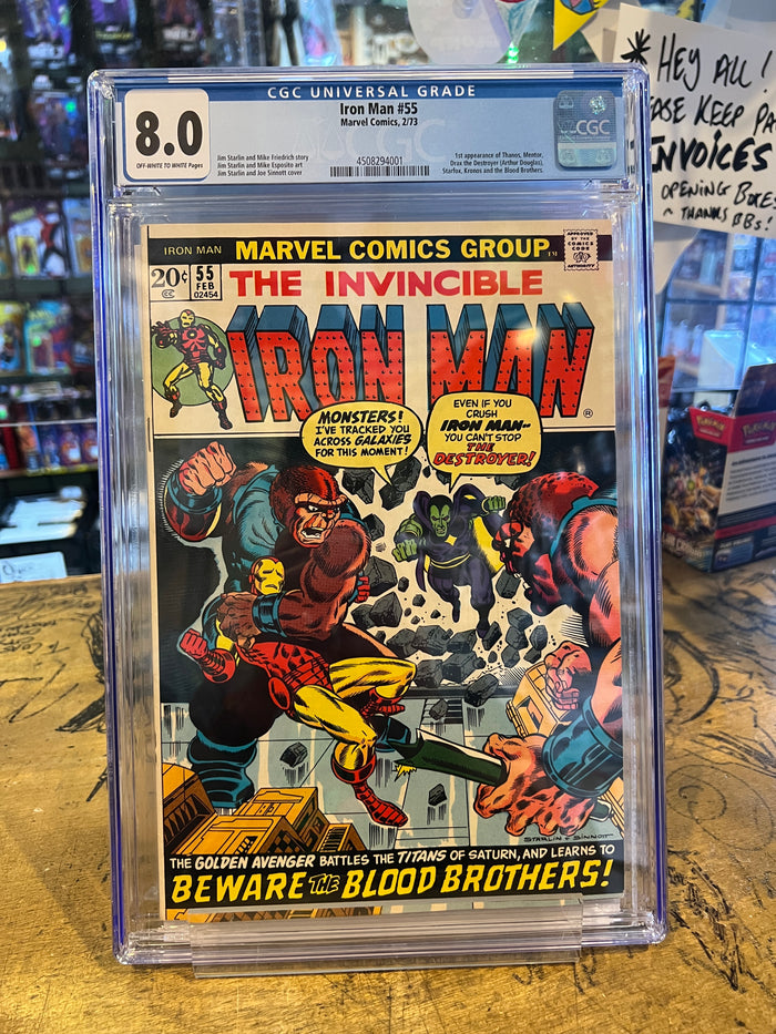 Invincible Iron Man #55 CGC 8.0 1st Appearance of Thanos, Drax Etc.