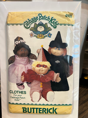 Cabbage Patch Kids : Butterick Clothes Pattern 695 Halloween Set - Witch/Princess/Clown