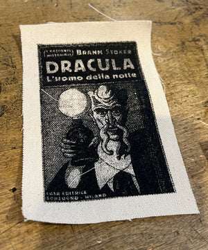 Patch: Dracula Vintage Book Cover Screenprinted Rough Edge Canvas Patch
